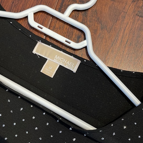 MICHAEL KORS black & silver dressy top, sz M - Picture 3 of 7